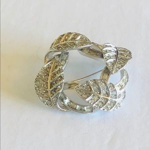 Vintage Clear Rhinestone Silver Brooch Repurpose